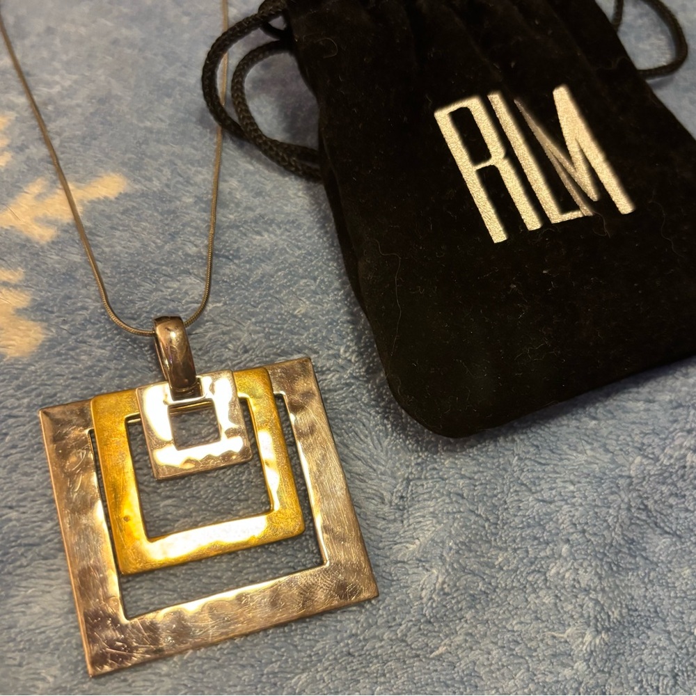 RLM Studios Square Pendant Necklace in Sterling and Brass